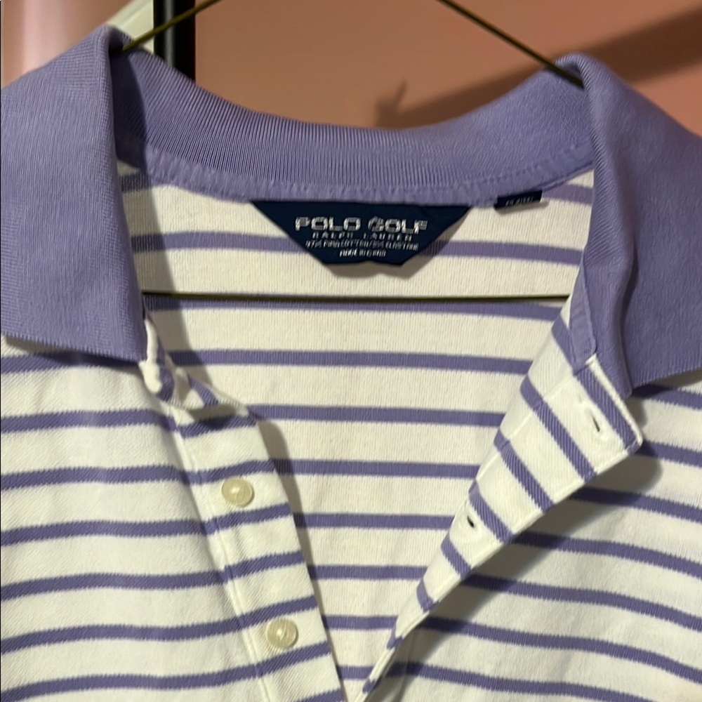 Men's Stripped Purple and White Polo GOLF Shirt